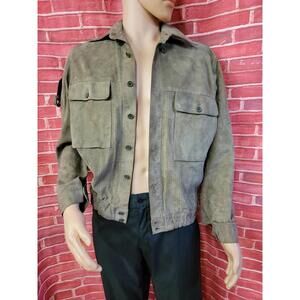 POLIDORI ROMA VIA BORGOGNONA Natural LEATHER SUEDE MEN'S 50/40 JACKET SHIRT #WM1